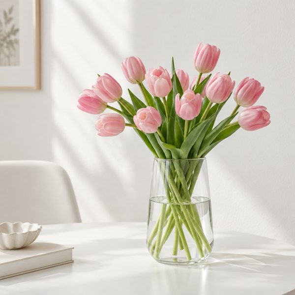 A bunch of pink tulips