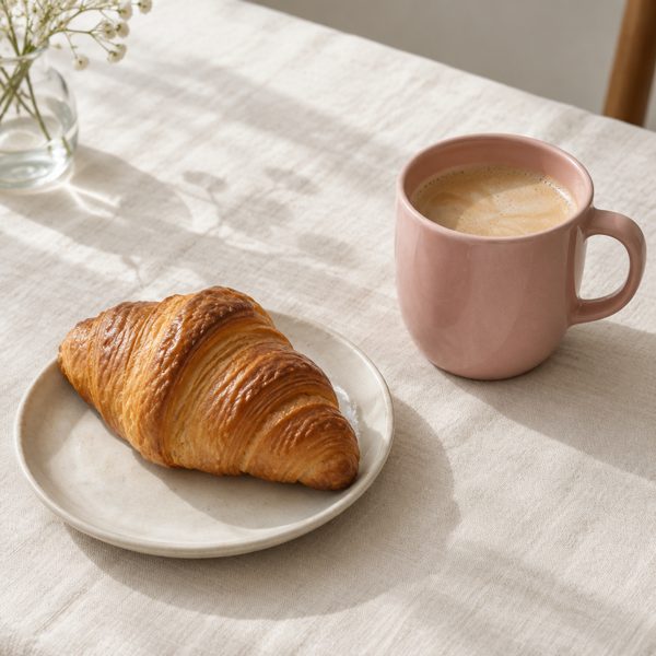 A croissant and coffee